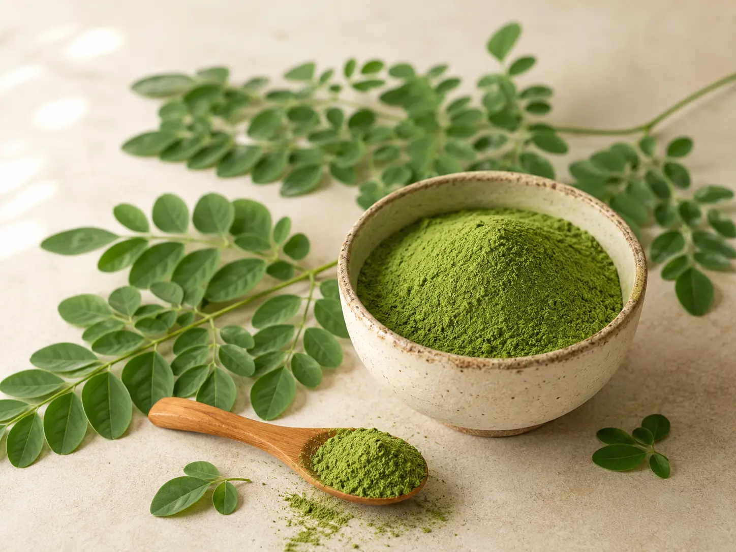 Moringa leaves and moringa powder
