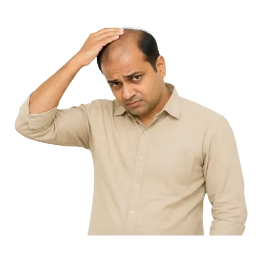 Indian man concerned about thinning hair and hair loss