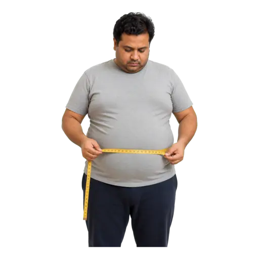 Indian man measuring his waist