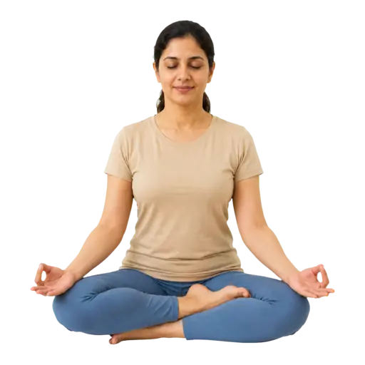 Indian woman practicing a seated lotus yoga pose